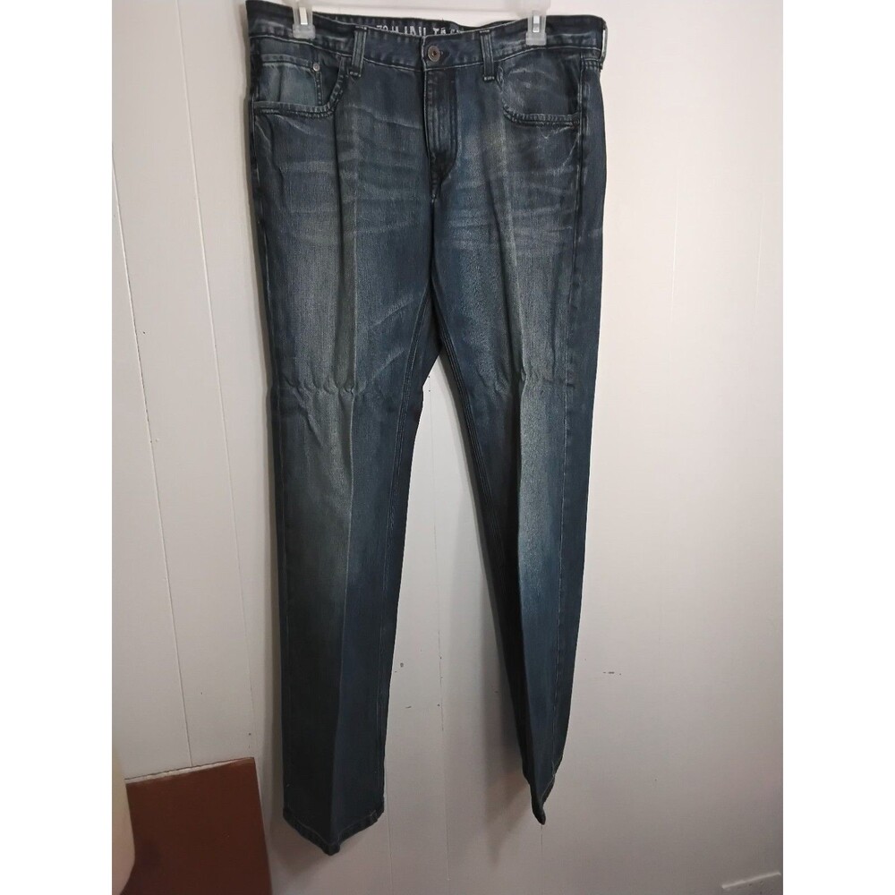 Echo Unltd Jeans 36 Mens Straight Fit Black Feathered Dark Wash